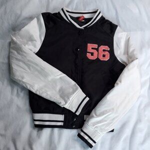 H&M Satin Bomber Varsity Jacket Black And White Inch56Inch Size 4